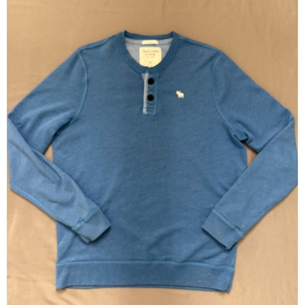 Vtg Y2K Abercrombie & Fitch Muscle Fit Henley Shirt Long Sleeve Blue Mens XL